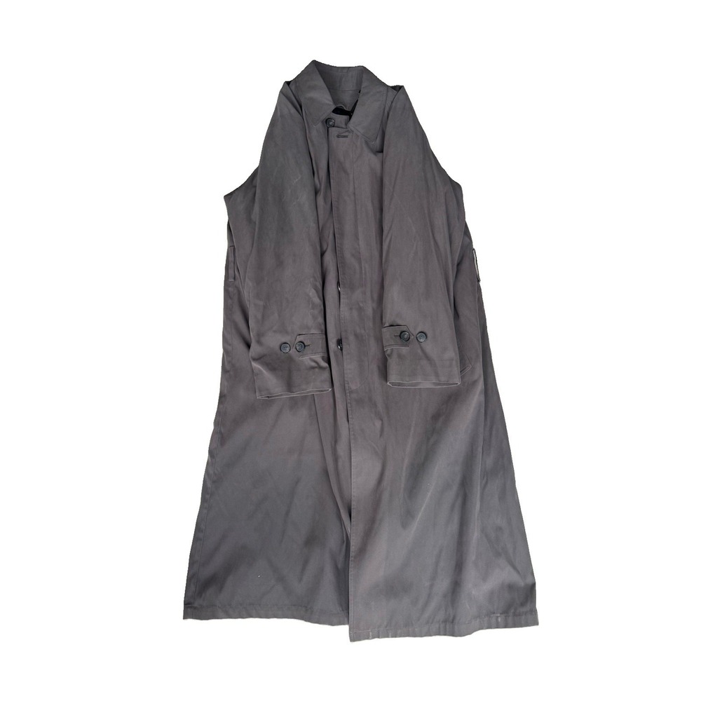 Claiborne Men's Trench Coat Jacket 40R Grey Long Duster Overcoat Winter Gorpcore